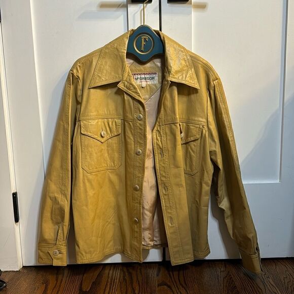 Vintage 70s McGregor Tan Leather button front jacket - M (42) - Picture 1 of 7